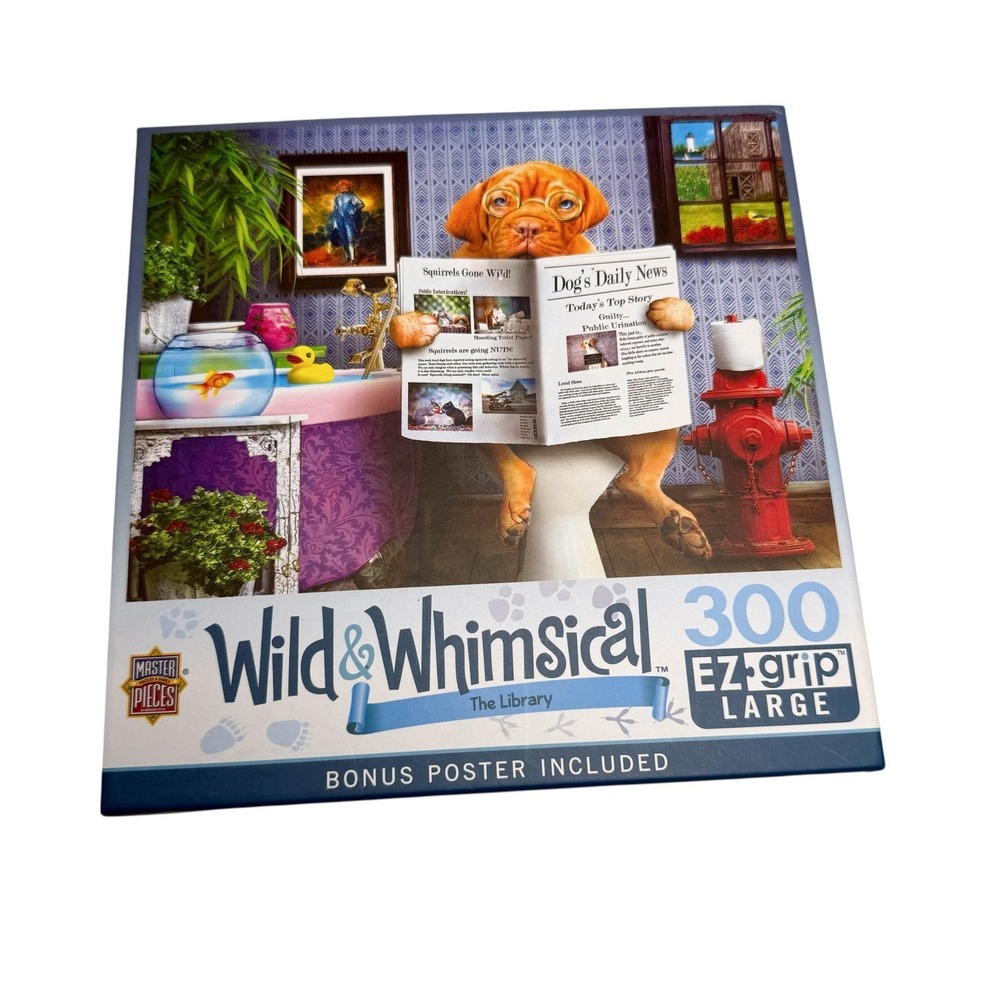 MasterPieces EZ Grip Wild And Whimsical The Library 300 Pieces Puzzle Complete